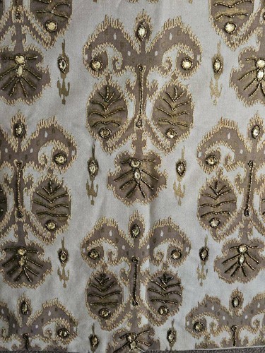 2 KIM SEYBERT Living Beaded Pillow Covers Beige Beads Rhinestones  22x22" GLAM