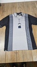 Tom Hagan Vintage Polo Shirt Grey Stripped Size Medium Bhs New Tst9
