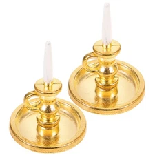 Toyvian Doll House Candlestick 2PCS Miniature Candle Holders (1:12) Tiny Hous...