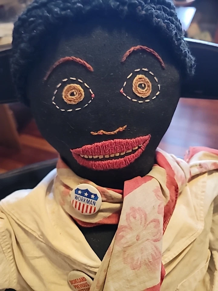 Antique Rag Doll Handmade Embroidered Face LIFESIZE Circa 1930s Orig Clothes 39" - Image 3 of 4