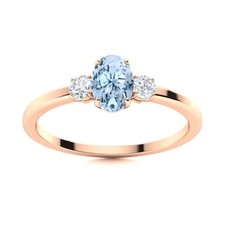 Womens day Sale Sterling Silver Natural Aquamarine Wife Three-Stone Ring