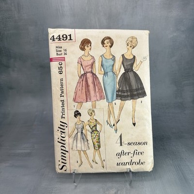 Vtg 1962  Simplicity Pattern 4491 Elegant Dresses After Five Size 16 Bust 36