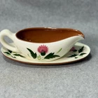 Stangl Pottery Thistle Gravy Boat with Attached Underplate Trenton NJ Vintage