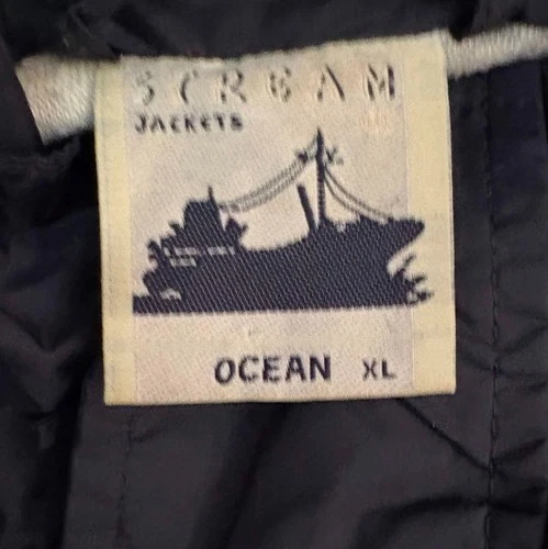 Scream Jackets Men XL Navy Blue Nylon Full Snap Coach Windbreaker Jacket Ocean image 2