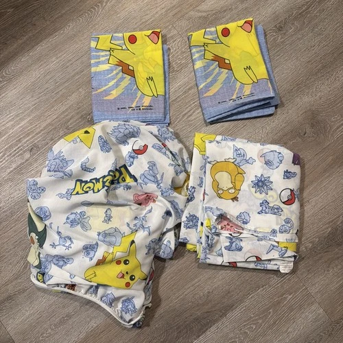 VTG 1998 Nintendo Pokémon Full Bed Sheets/cases With Beautiful Drawn Pokémon