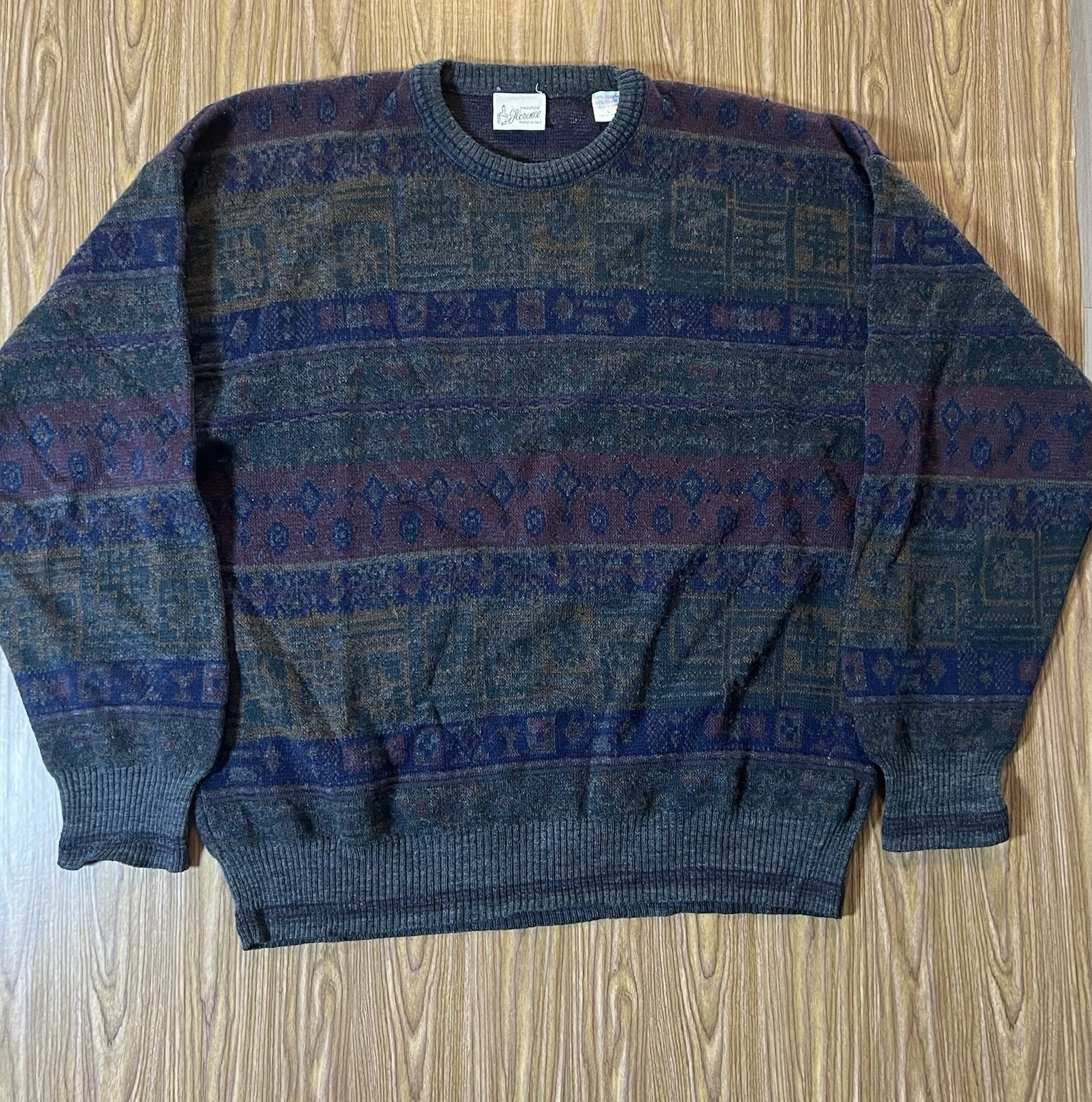 Vintage Maglificio Florence Italian Mens Wool Sweater Size Large Retro Grandpa