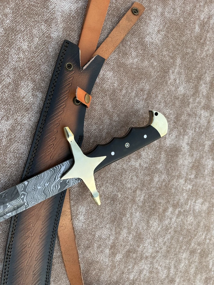 Заказ ручной работы из дамасской стали Ertugrul ятаган арабский турецкий меч W\футляр - Изображение 3 из 4