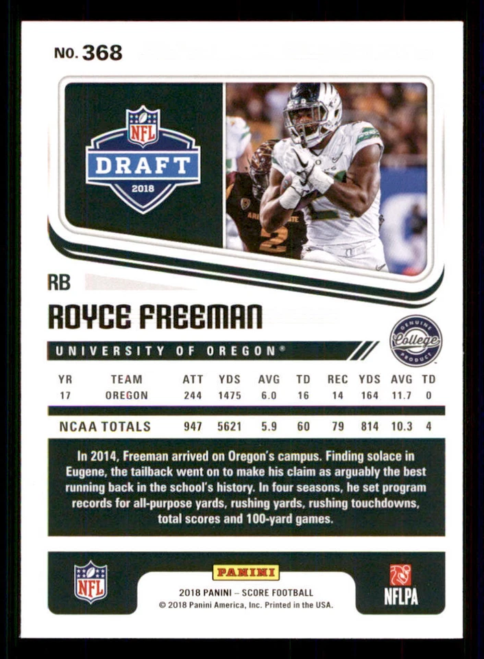 2018 Score #368 Royce Freeman RC - Image 2 of 2
