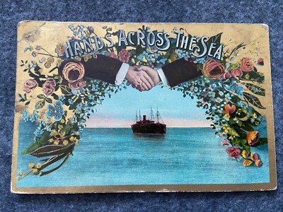 Hands across the sea Vintage Postcard