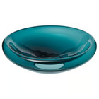 IKEA Serving Bowl Dark Blue Turquoise 34cm Handblown Art Glass Decor STOCKHOLM