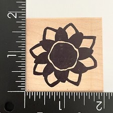 Magenta Bold Silhouette Flower Blossom Wood Mounted Rubber Stamp