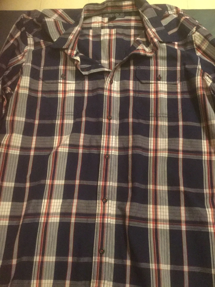 Camisa masculina American Rag XL vermelha/azul/branca xadrez manga longa botão para baixo nova com etiquetas - Imagem 3 de 4