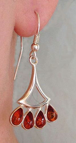 BALTISCHER HONIG oder mehrfarbiger Bernstein & Sterlingsilber Kronleuchter Ohrringe - Bild 2 von 7