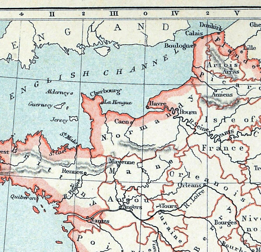 Antique History Map France in Provinces 1769-1789 Paris Lyon