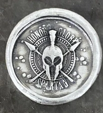 1 Troy Oz MK BarZ "Honor, Glory, Spartan!" Rev Logo Hand Poured .999 Fine Silver