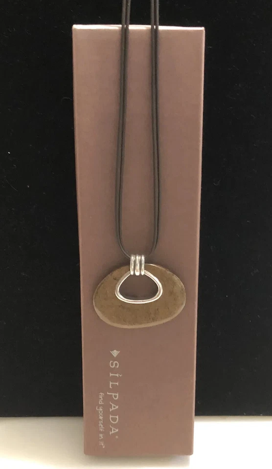 SILPADA 2 Hilos Colgante de Cuero Marrón con Colgante de Broncito de Plata Esterlina N2014 Foto 2 de 4