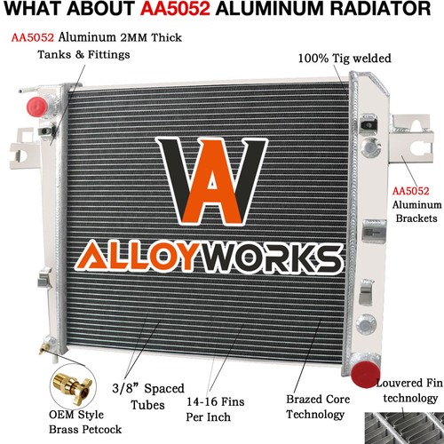 3-ROW ALUMINUM RADIATOR FITS JEEP LIBERTY 3.7L V6 GAS 2002 2003 2004 2005 2006 - Foto 1 di 13