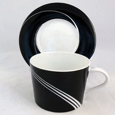 BLACK PEARL by Block Spal Cup & Saucer NEW NEVER USED made in Portugal Porcelain