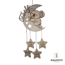 Fiocco Nascita koala luna legno 25*45 3D Fuori Porta regalo neonato