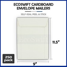250 - 9 x 11.5 EcoSwift Self Seal White Shipping Flats Cardboard Envelope Mailer