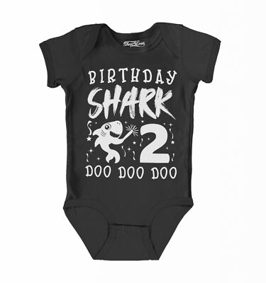 Birthday Shark 2nd Birthday Baby Bodysuit Doo Doo Cute Fun Infant Cotton  Romper