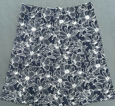 J Crew Skirt 10 Blue White Floral Cotton Flare Coastal Preppy Casual Career