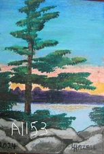 A1153   ORIGINAL ACRYLIC ACEO PAINTING BY LJH  "SUNRISE'