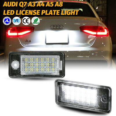 Popmotorz 2x LED License Plate Light Tag Lamp For Audi A3 A4 S4 B6 B7 A6 A8  Q7