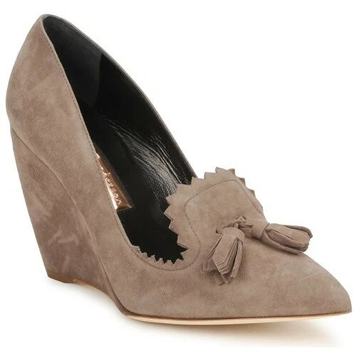 Taupe wedge pumps hot sale