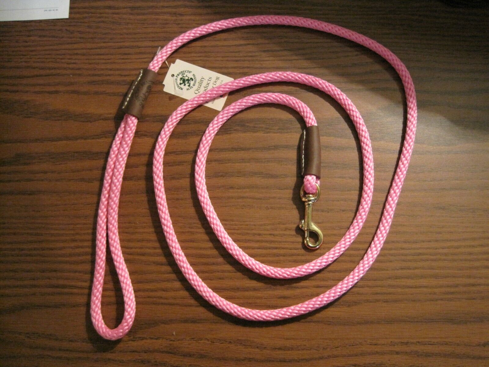 Mendota Braided Dog Leash Lead Sm-Med <50lbs 3/8" x 6' Made in USA Hot Pink
