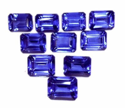 10 Pcs 8-10 Cts Genuine Tanzanite Octagon Cut Faceted Certified Gemstone Lot