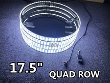 Set 4Rings 17.5'' QUAD ROW Pure WHITE Remote Switch Strobe LED Wheel Rim Lights