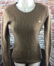 IF IT WERE ME  Women's Brown Angora Rabbit Lamb Wool V Neck Sweater S B103