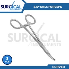 3 Pcs Crile Hemostat Forceps 5.50" Curved Stainless Steel German Grade