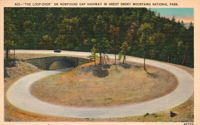 Vintage Postcard Loop-Over Newfound Gap Highway Road Great Smoky Mountains Park