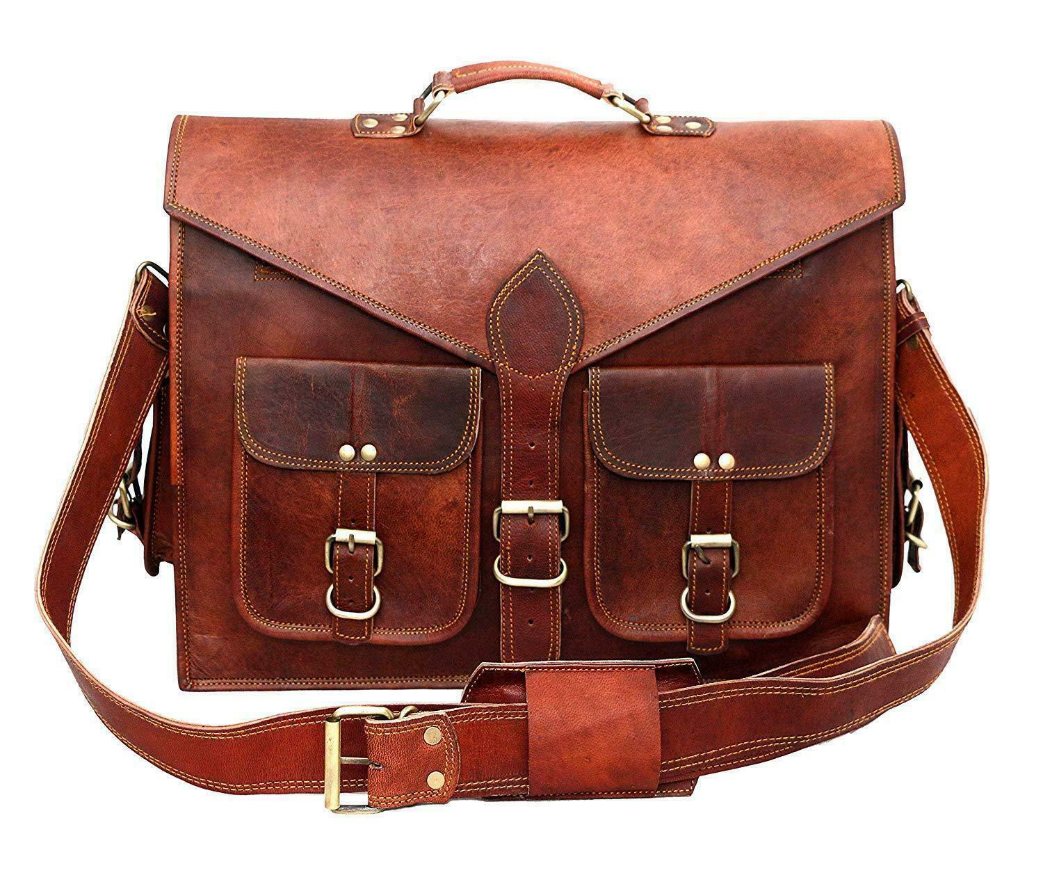 Leather Messenger Bag Men & Women Laptop Office Shoulder Satchel Briefcase Bags