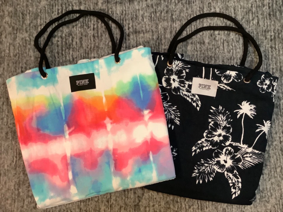 Bolso de Mano Victoria's Secret Rosa Tie Dye Ombre Floral Embalable Toalla de Playa Nuevo en Paquete Foto 3 de 4