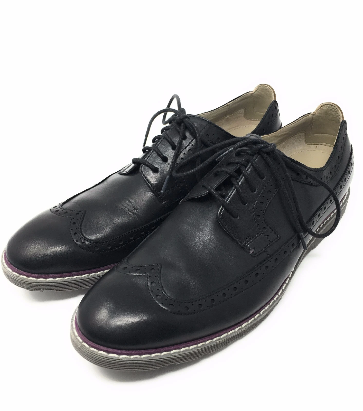 Scarpe uomo Clarks TOR LTD England Oxford punta alare nere in pelle stringate taglia 10 5