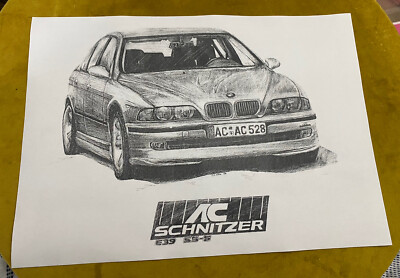 BMW E39 AC SCHNITZER S5 A4 INK DRAWING PRINT
