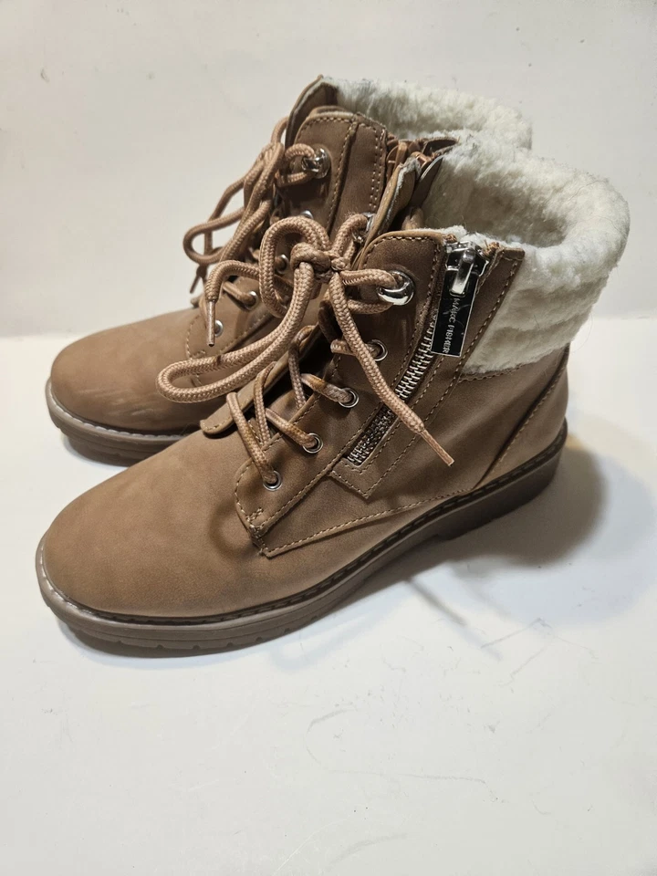 Marc Fisher Girls Sz 5 Jade Lace Zip Boots Cognac Color Little Big Kid EUC 9575☆ - Image 3 of 4