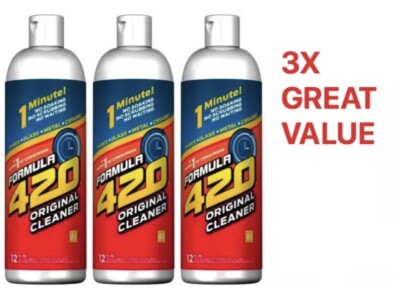 Glass Cleaner Ceramic Metal Bong Hookah Safe Cleaner 12 Oz Bottle 3 Packs