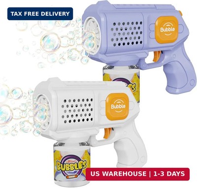 2-Pack Bubble Guns Automatic 10-Hole Bubble Maker with Lights Fun Toy for Kids &