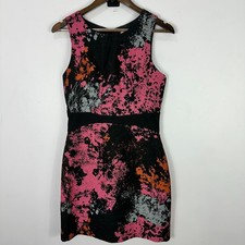 Hutch Sheath Dress Womens Size 6 Black Pink Abstract Floral Splatter Mini Party