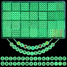 1400Pcs Glow Letter Beads 4X7Mm Acrylic Glow in the Dark 28 Grids round Letter B