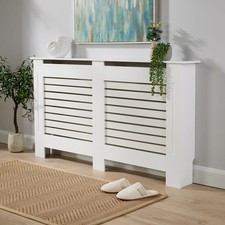 Large White Radiator Cover Wooden MDF Wall Cabinet Shelf Slatted Grill Seconds