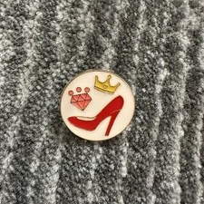 Red High Heel Enamel Pin Cute Crown Diamond Backpack Girl Gift Fun Girly New
