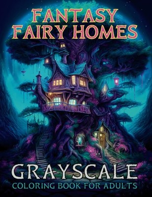 Fantasy Fairy Homes Coloring Book | Grayscale Coloring Book for Adults Enchan...
