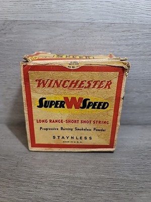 Vintage Winchester Super Speed 12 GA 2 3/4'' Shot Shell Long Range Load Box EMPTY