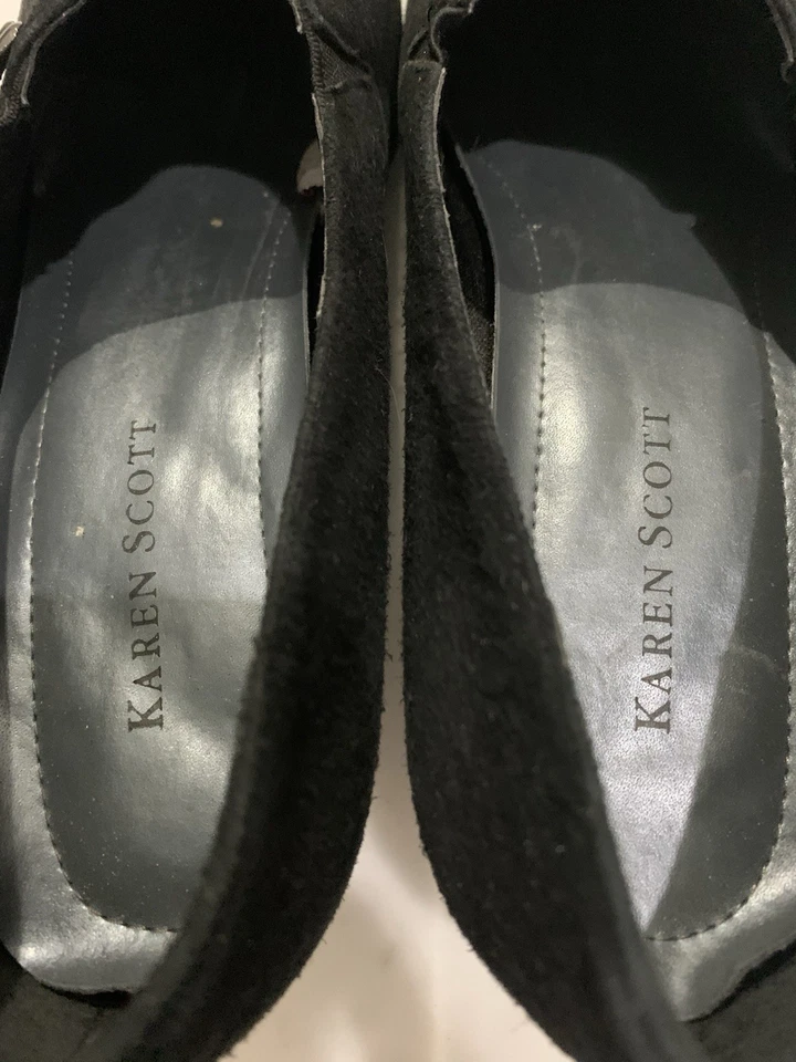 Karen Scott. Sapatos femininos Riley Soft Step BLK camurça salto bloco cunha tamanho 6,5 M - Imagem 4 de 4