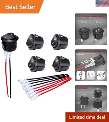 Reliable 2 Pin SPST Rocker Switch - 12V Mini Toggle for Safe Electrical Control